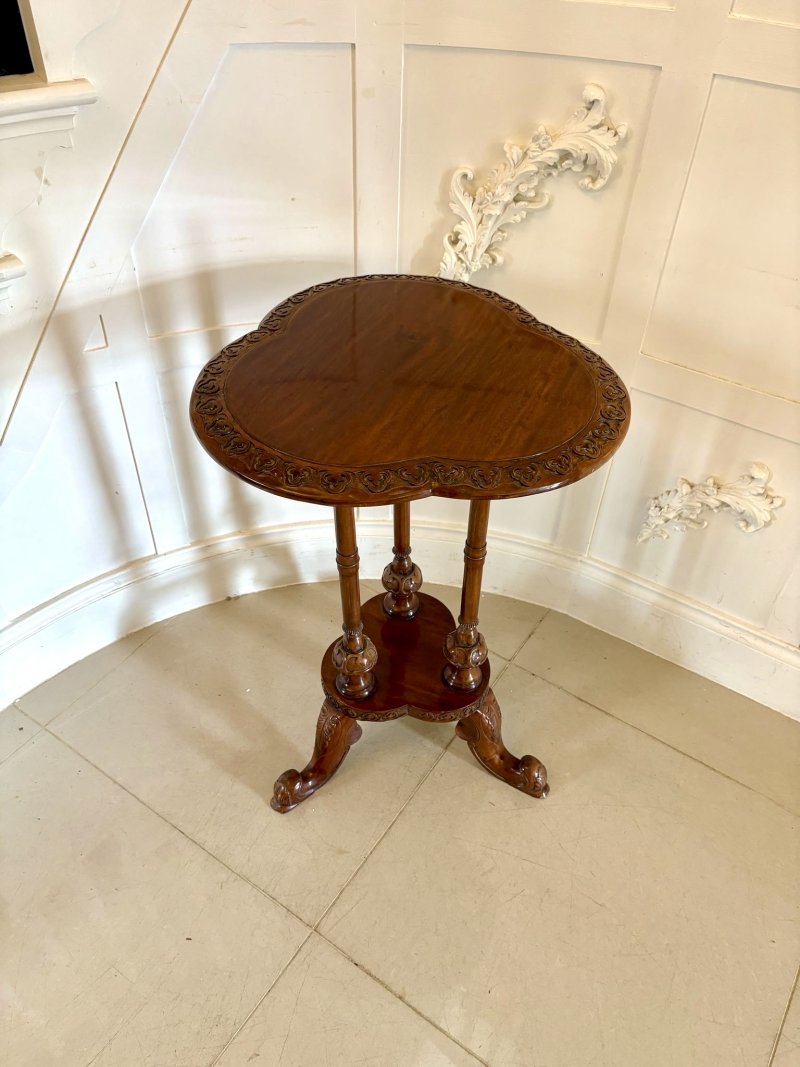 Antique Edwardian Carved Mahogany Lamp Table